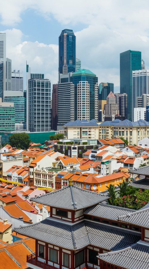 Chinatown and business center of Singapore